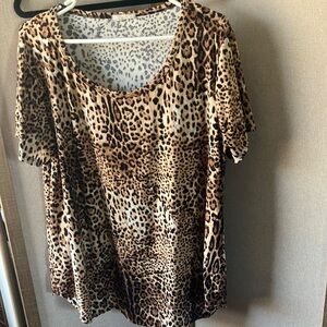 French pastry Brown Leopard Print Blouse 2x